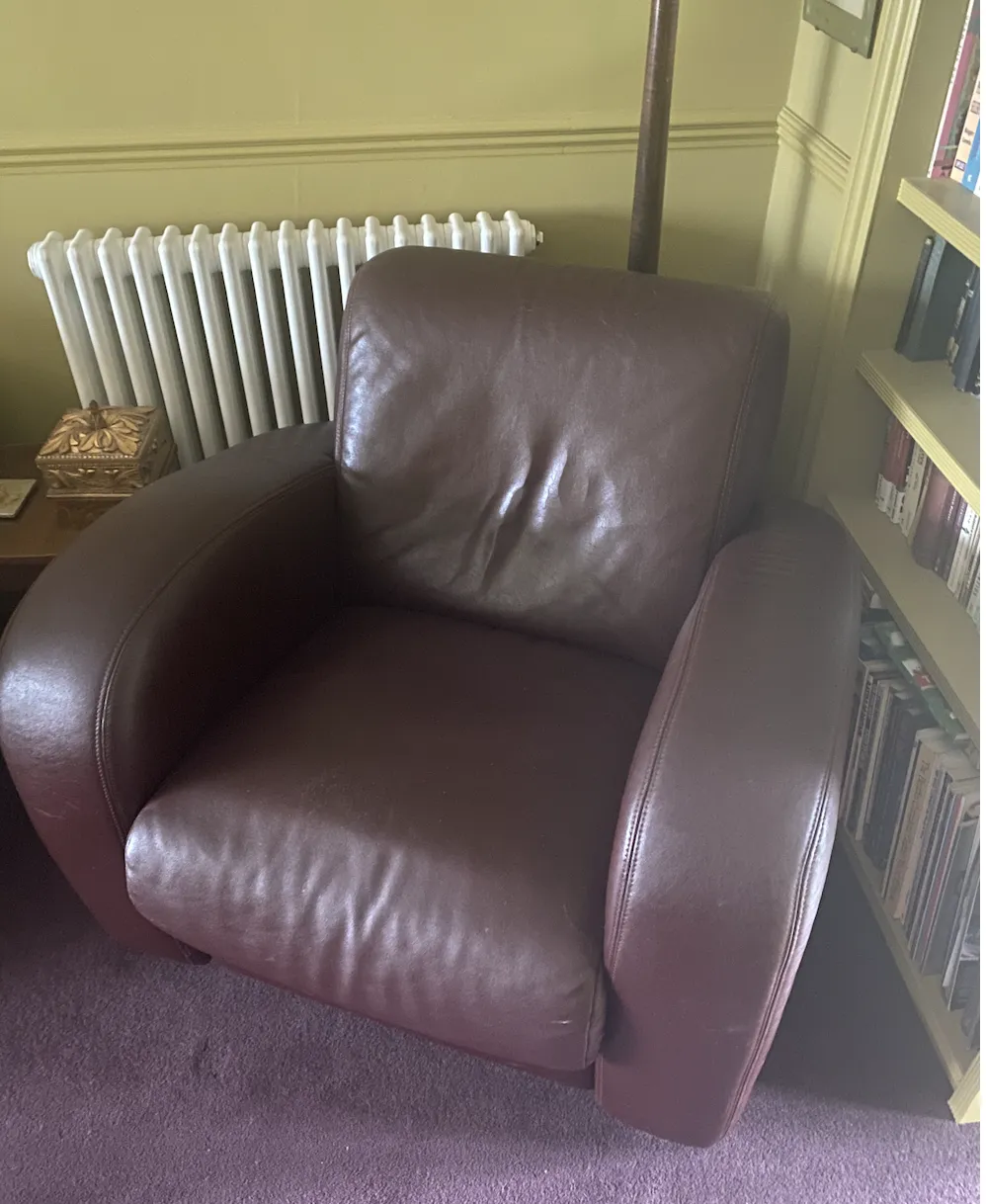 Art Deco Style Burgundy Leather Armchair photo for sale