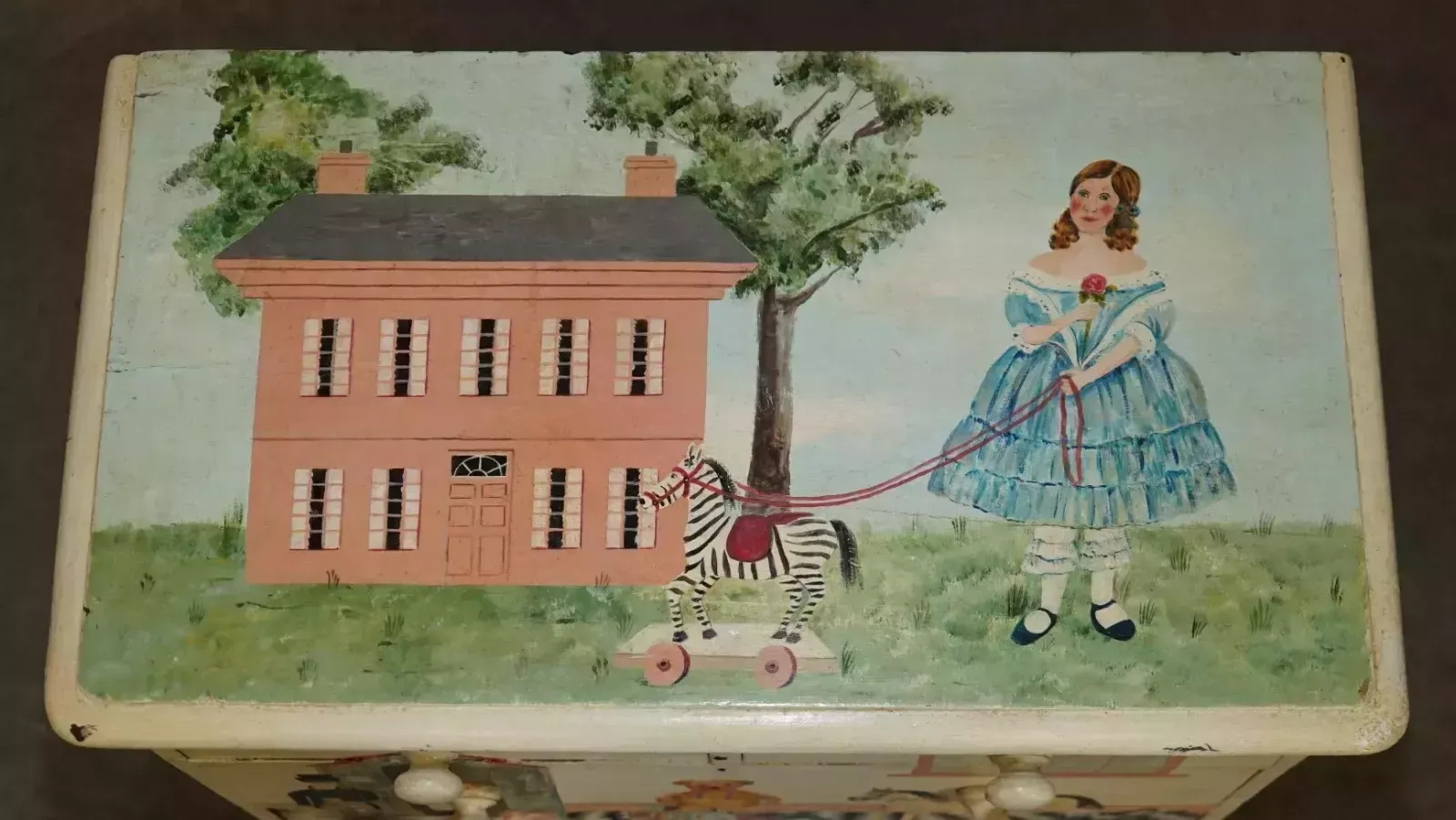 Exquisite Antique Victorian Pitch Pine Nursery Hand Painted Chest Of Drawers photo Furniture