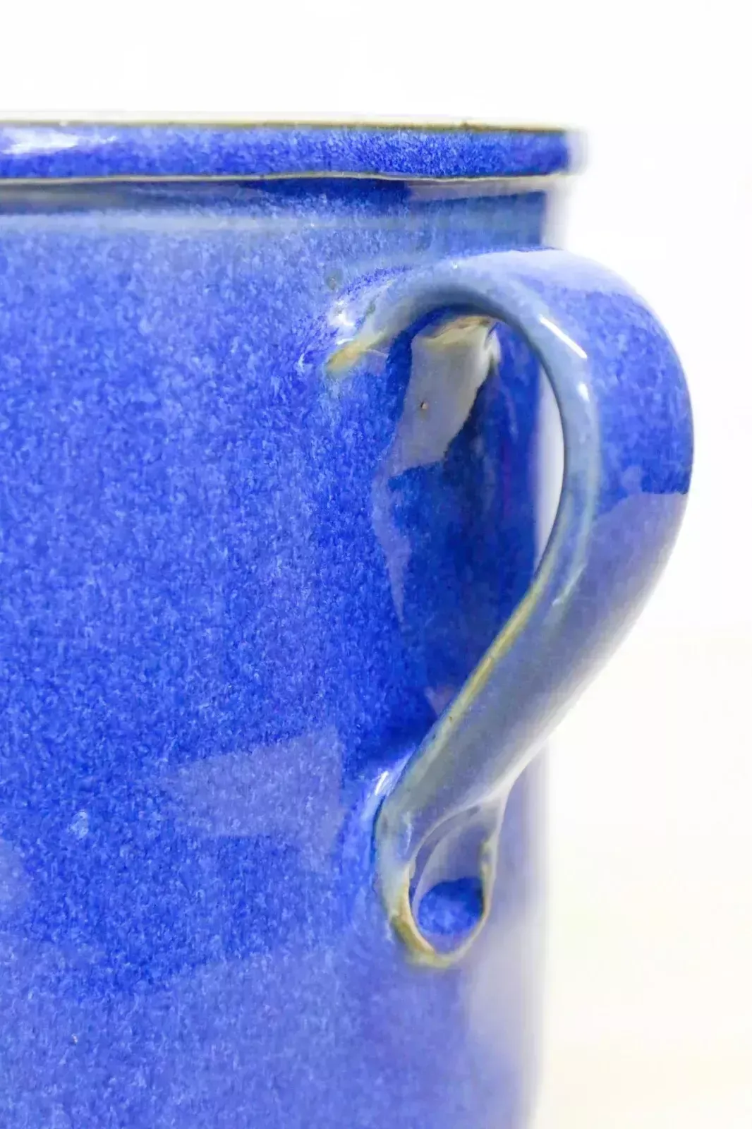 Vintage French Confit Pot Twin Handle Cobalt Blue Colouring & Gloss Glazed photo Home Decor