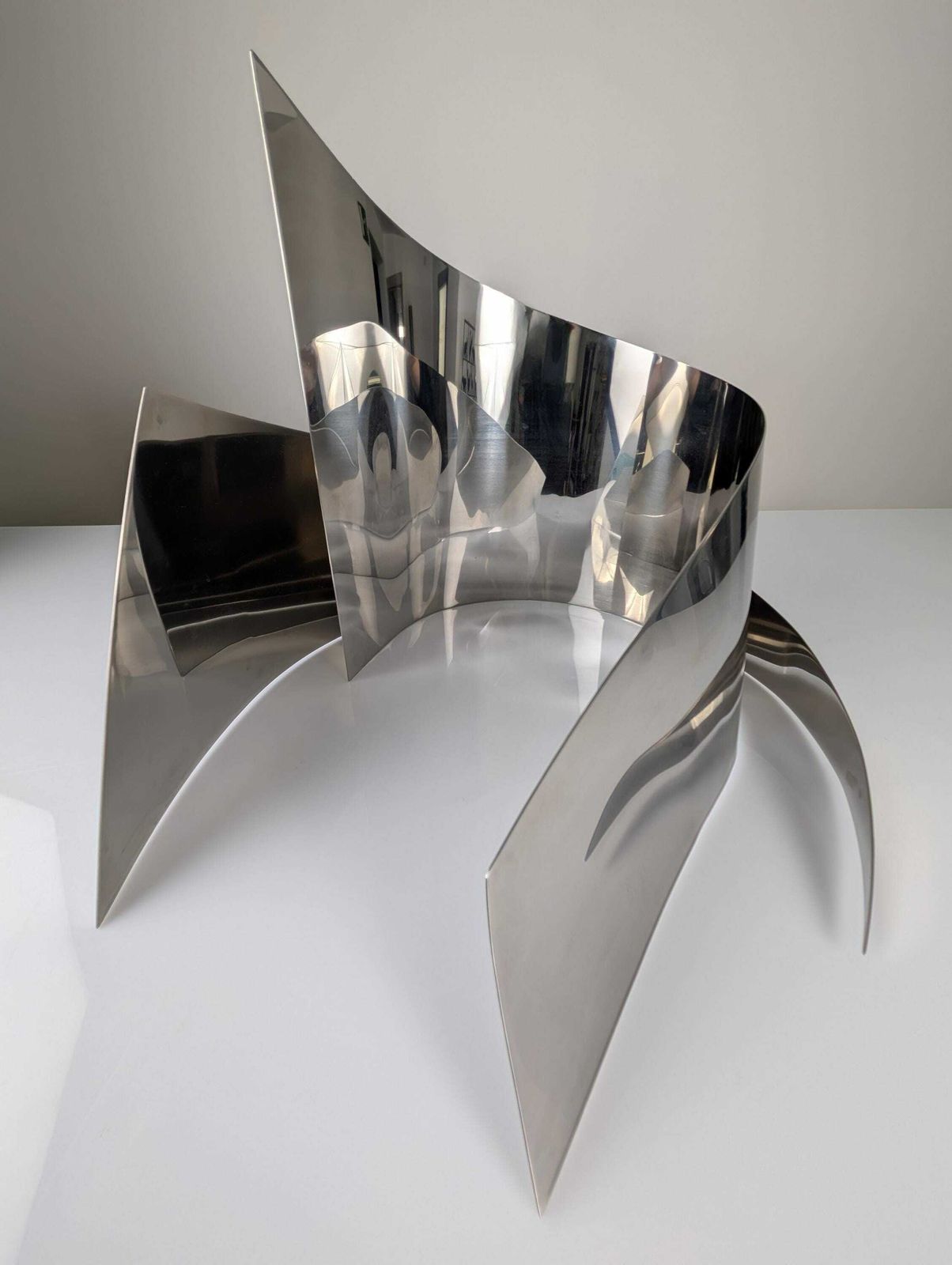 Steel Sculpture “Silver Wind” Vertical By Joaquin Torres & Rafael Llamazares photo furniture