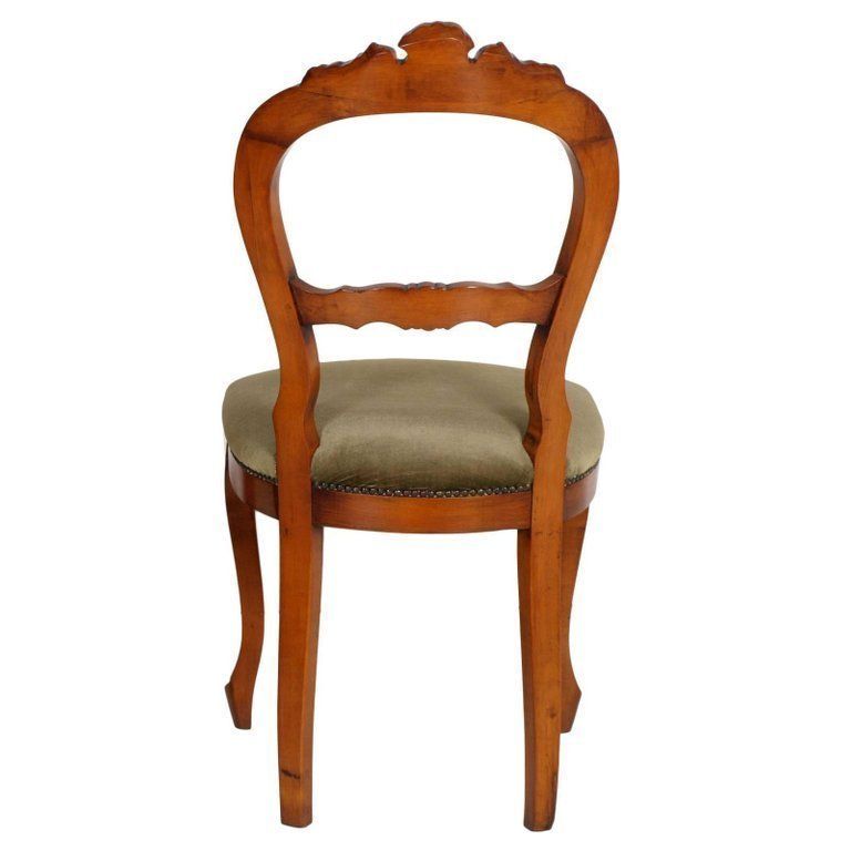 Early 20th Century Set Of Six Louis Philippe Chairs Hand Carved Blond Walnut photo Furniture