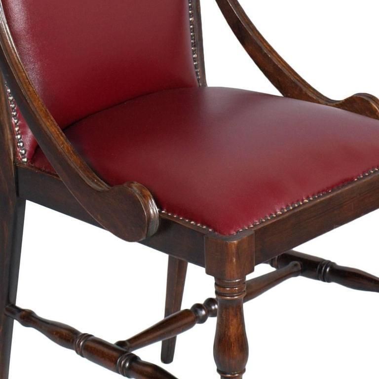 Restored Chair Armchair Empire Of The Art Deco Period In Walnut And Leather photo furniture