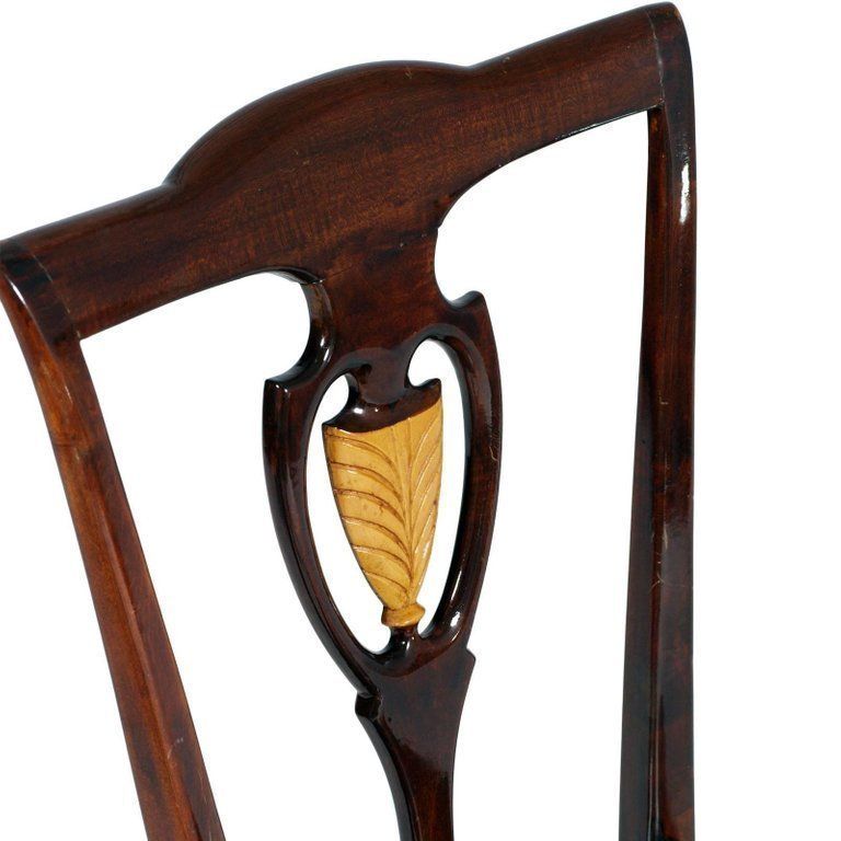 Set Luxury Art Deco Chairs Vittorio Dassi Lissone Attributed, Mahogany & Leather photo Furniture