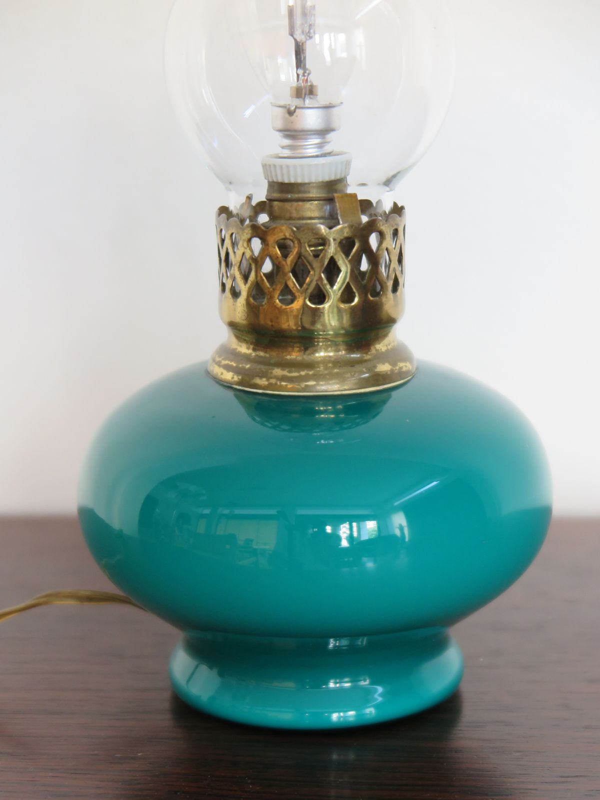 Venini Murano Midcentury Italian Brass Glass Table Lamp 1950s photo for sale