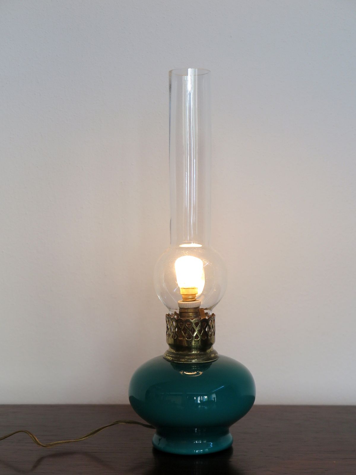 Venini Murano Midcentury Italian Brass Glass Table Lamp 1950s