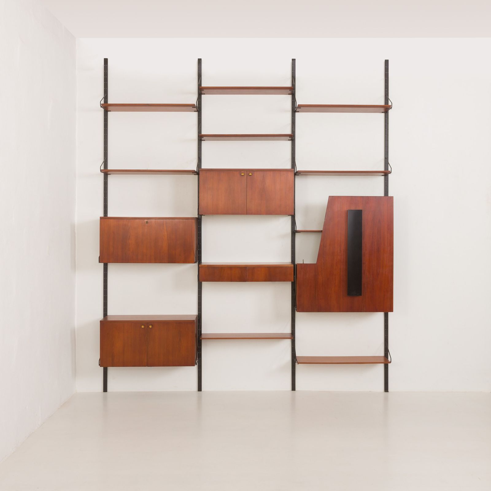 Italian Mid Century Modern Extra Large Wall Unit With Hidden Desk, 1960s photo vintage