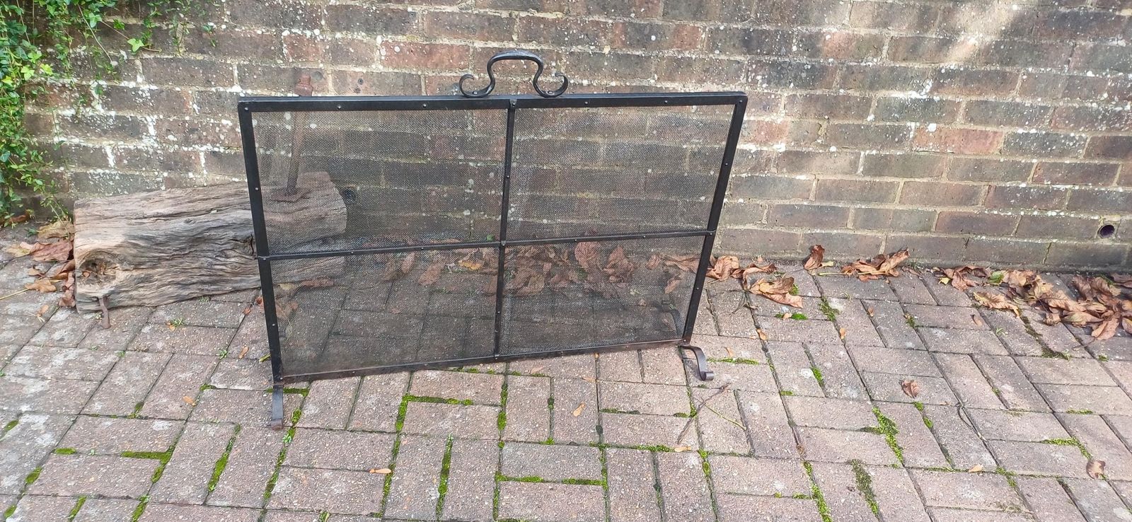 Huge Vintage 70s Iron And Mesh Decorative Fire Screen.