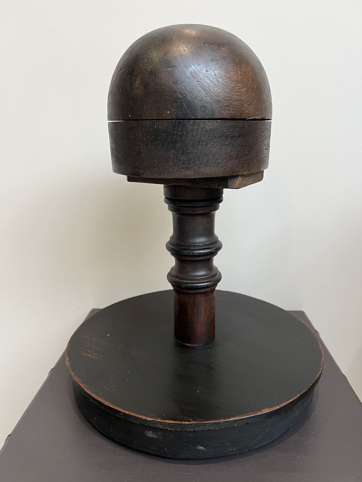 Antique Milliner's Wooden Hat Block Stand photo for sale