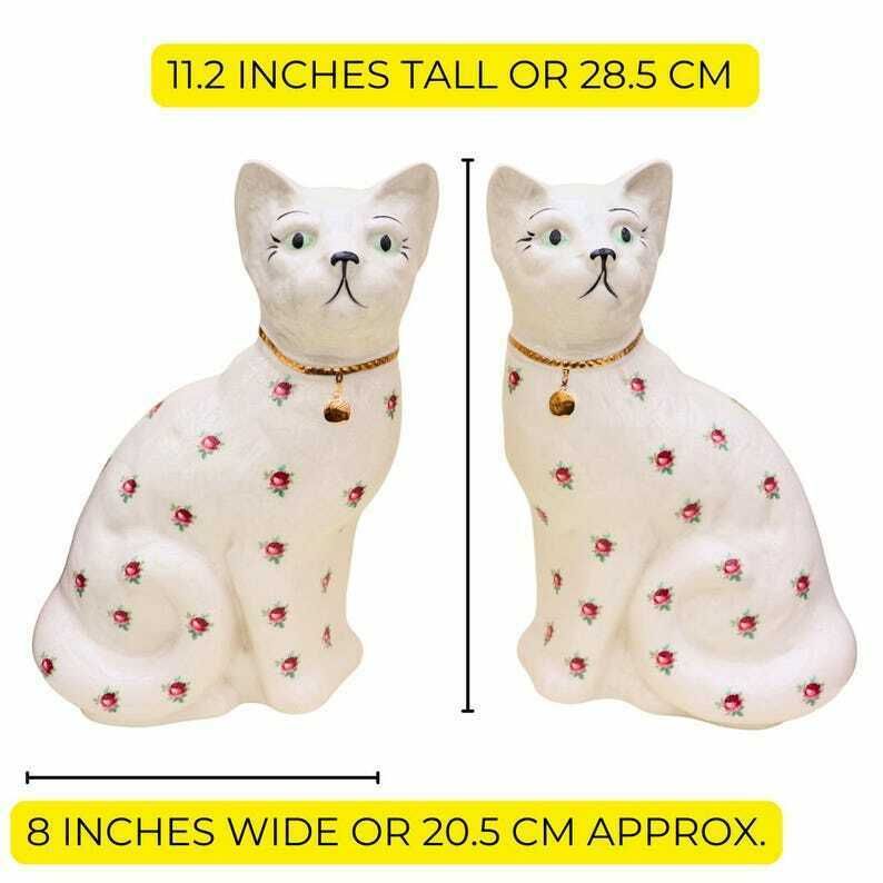 Vintage Rare Arthur Wood Staffordshire Cats Pair With Floral Pattern 11.2'' Tall Pair Made In England photo furniture