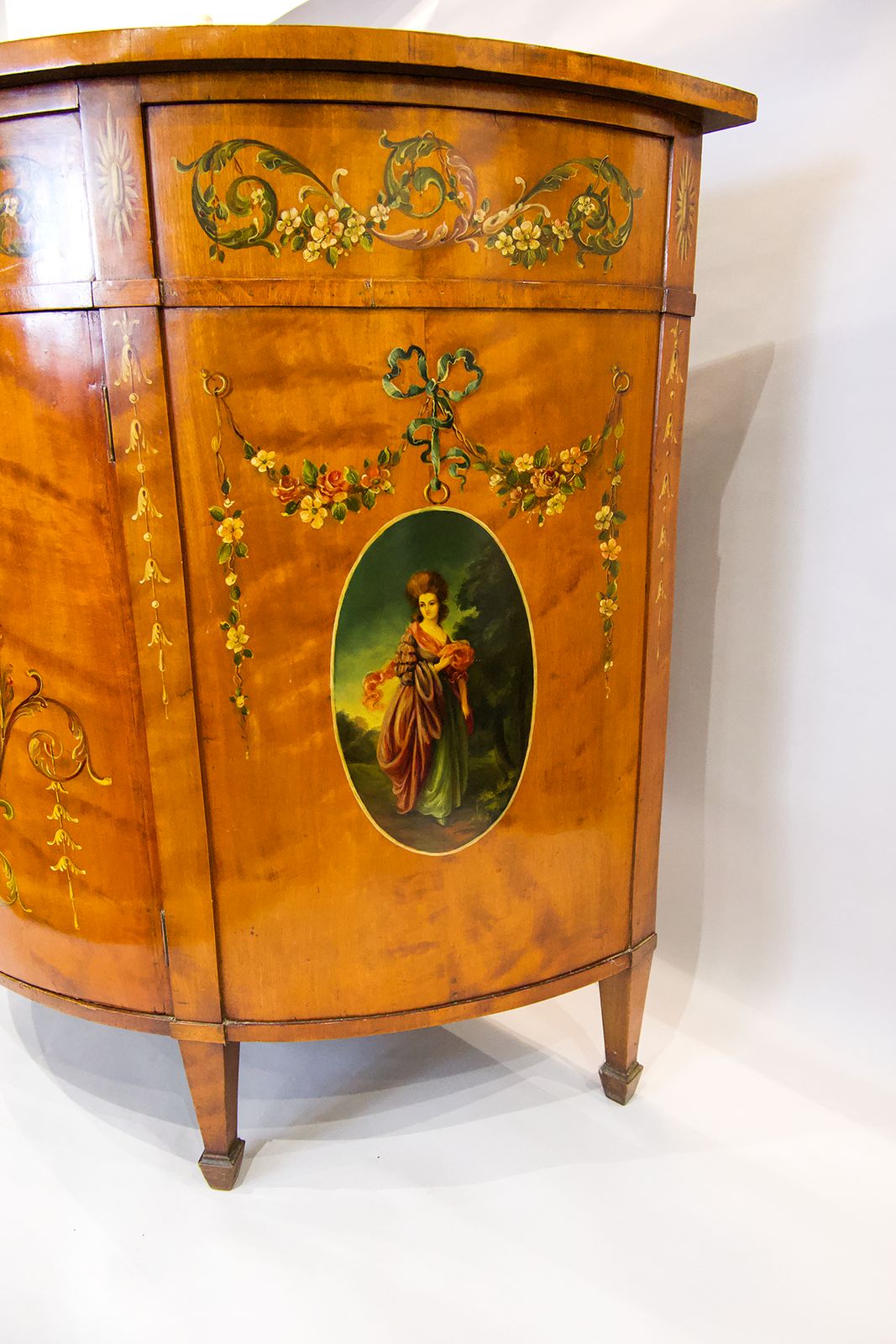 A Satinwood Painted Demi Lune Cabinet photo Furniture