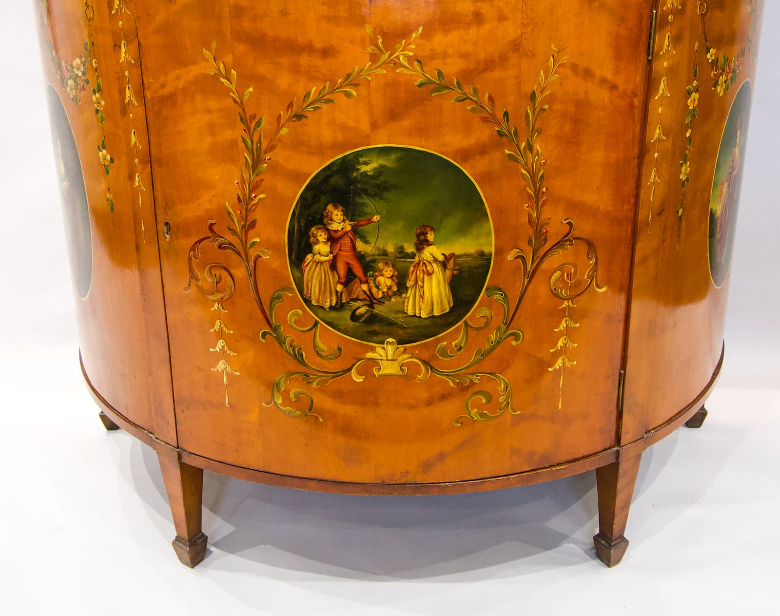 A Satinwood Painted Demi Lune Cabinet photo 3250.0