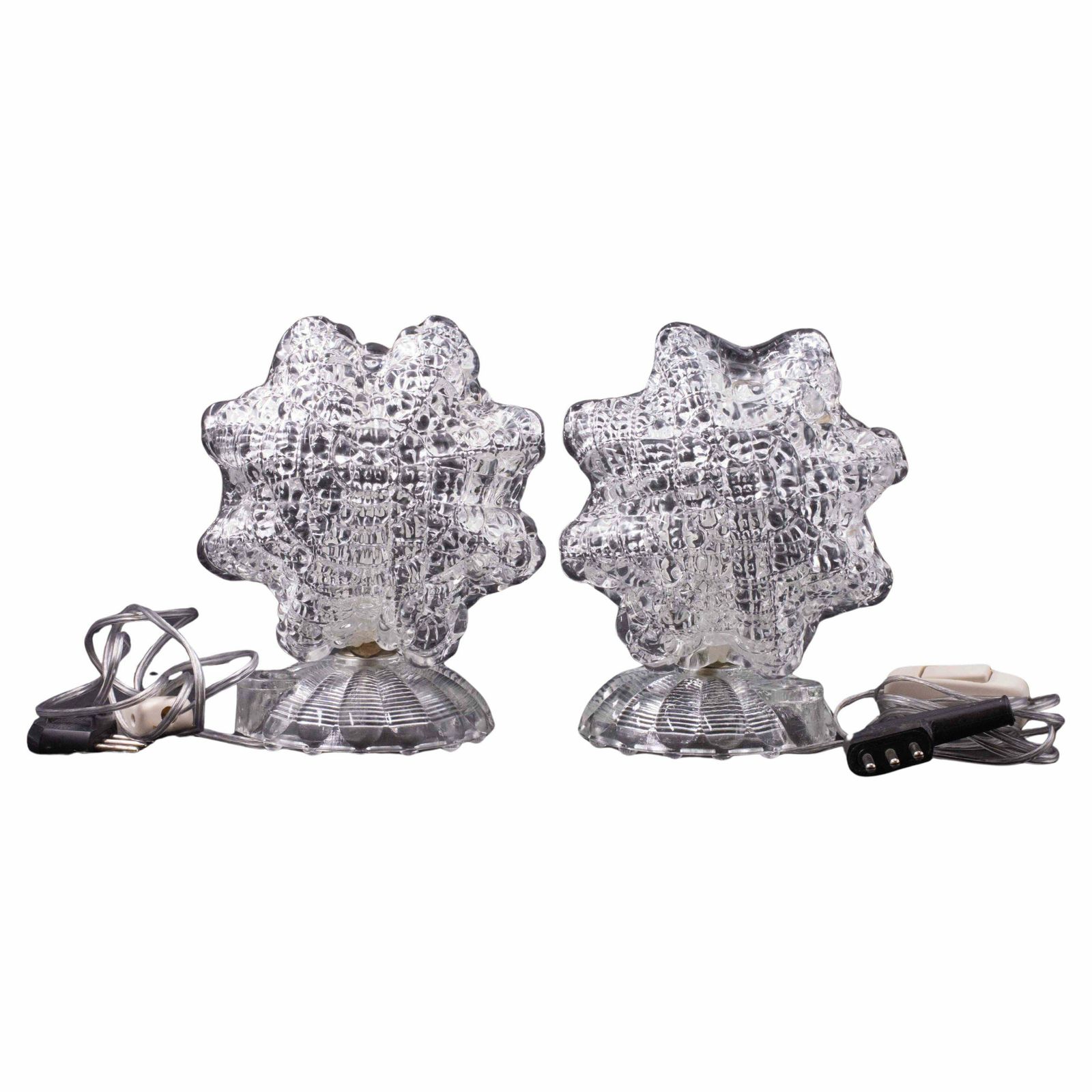 "Stars" Set Of 2 Art Decò Murano Glass Barovier E Toso Table Lamp, 1940
