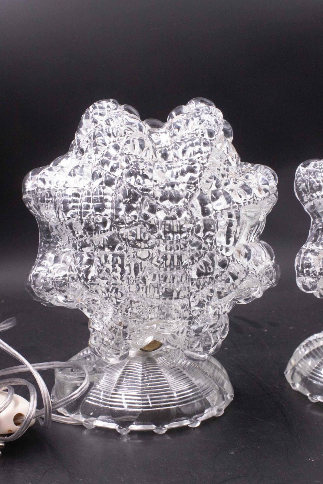 "Stars" Set Of 2 Art Decò Murano Glass Barovier E Toso Table Lamp, 1940 photo Lighting