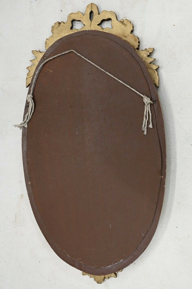 Art Nouveau Gilt Mirror French Oval Carved photo 645.0