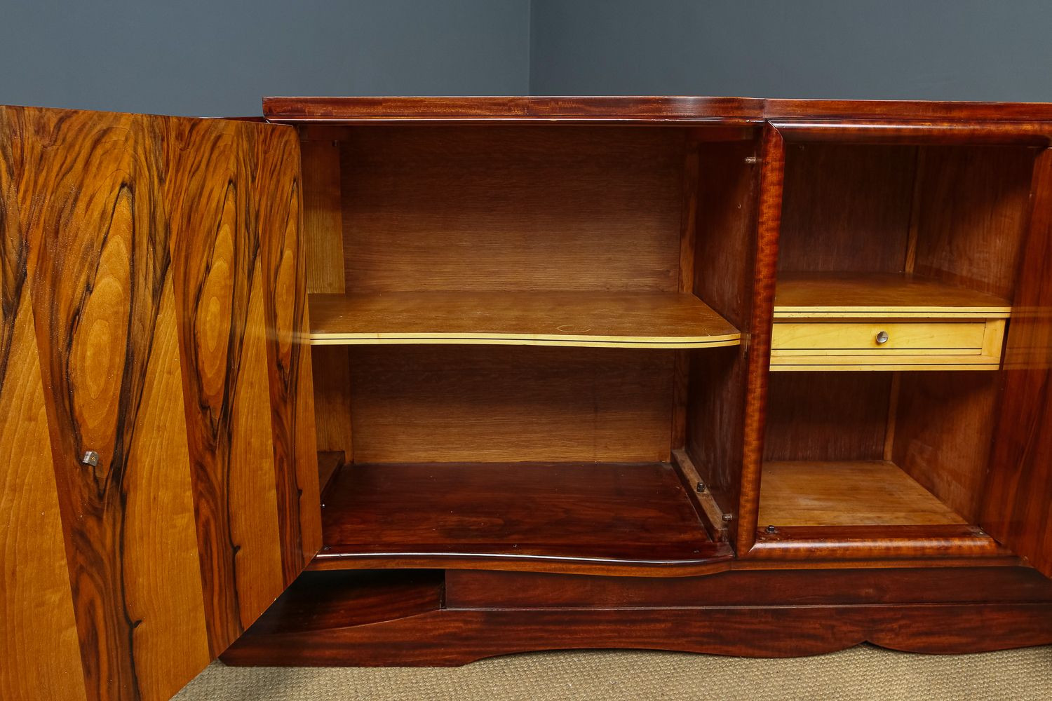 Art Deco French Mahogany Walnut Maple Sideboard (C.1930) photo furniture
