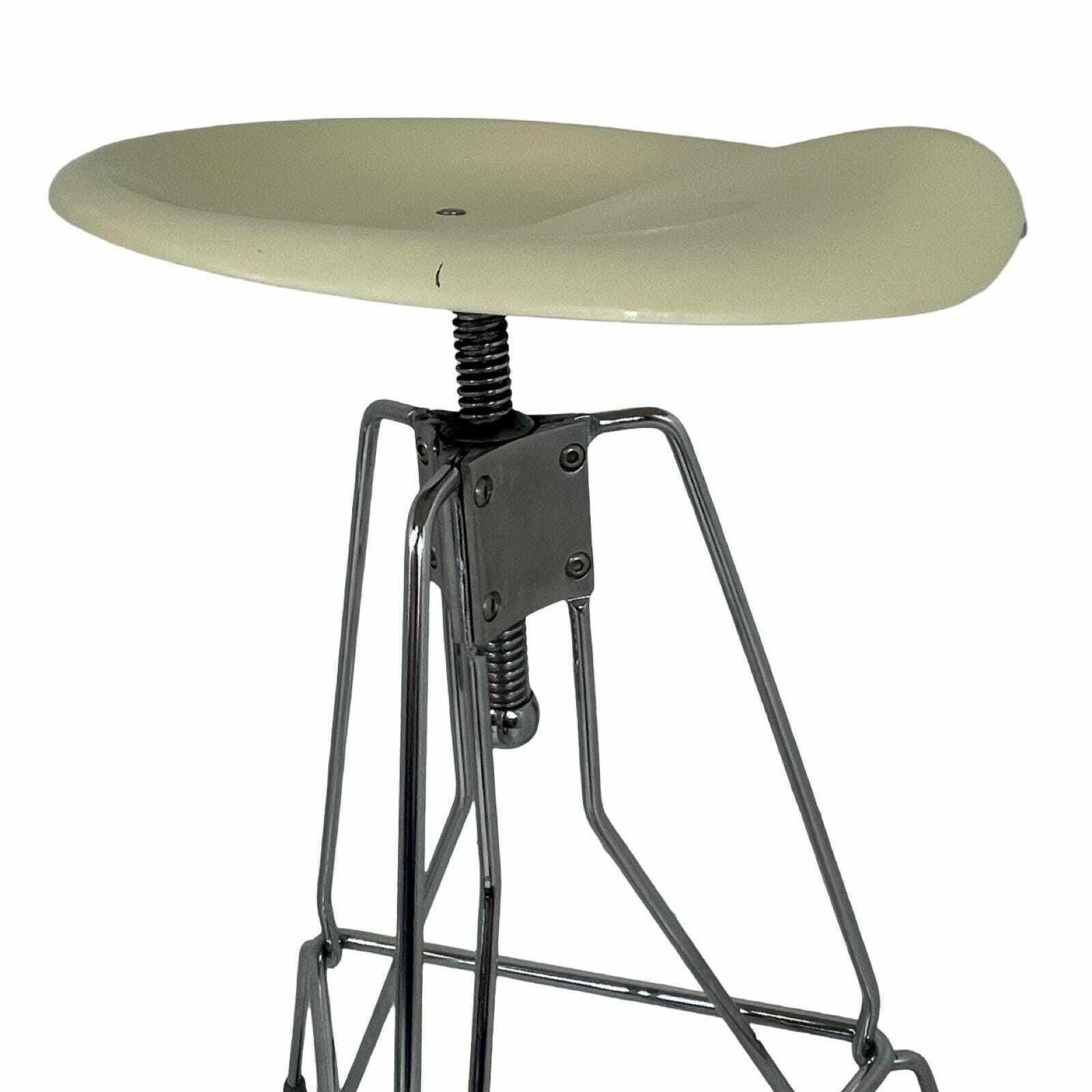 Yasu Sasamoto  Dulton   Industrial Vintage Bar Stool With Tractor Seating, Model Clipper II   Off White Seat photo Furniture