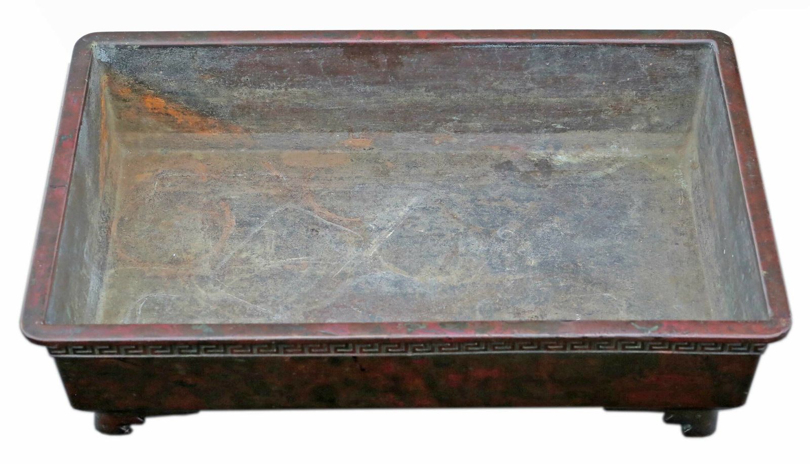 Antique Late Edo C1850 Japanese Bronze Suiban Ikebana Bowl Planter Jardinière   Large Fine Quality photo vinterior