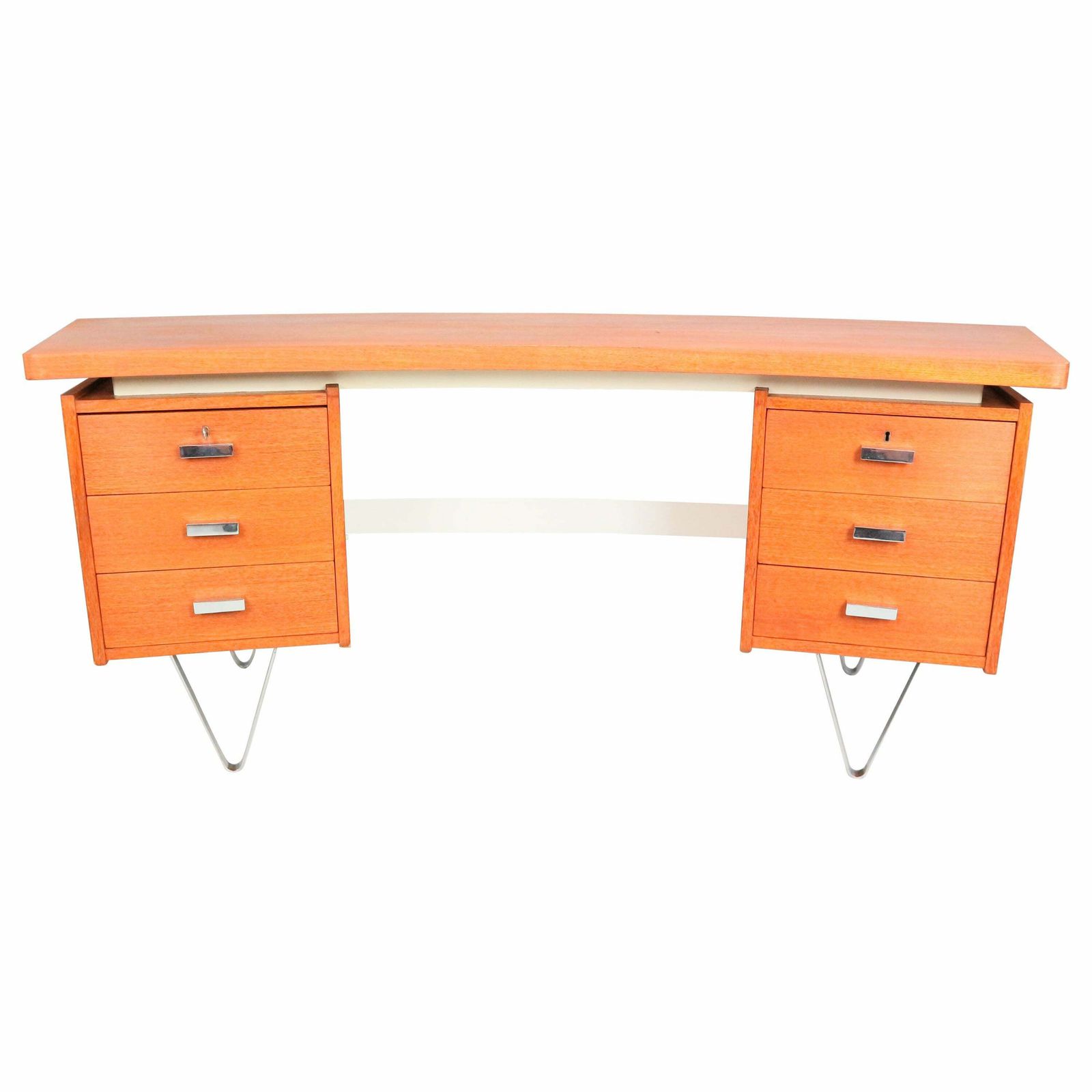 Cees Braakman Boomerang Desk With Triangle Legs For Pastoe, Dutch Design, 1950s