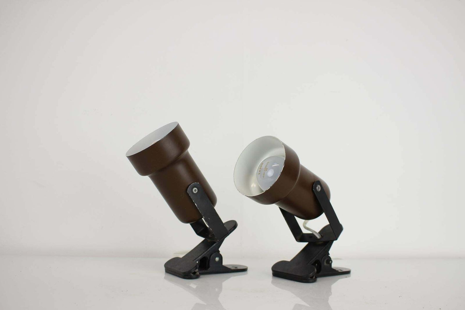 Pair Of Two Attachable Table Lamps With A Clip, 1970's, Czechoslovakia photo Lighting