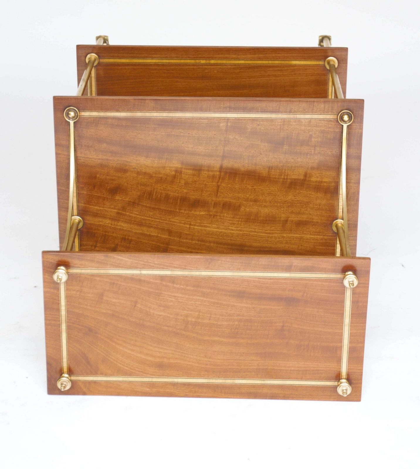 Edwardian Brass & Mahogany Inlaid 3 Tier Etagere photo Furniture