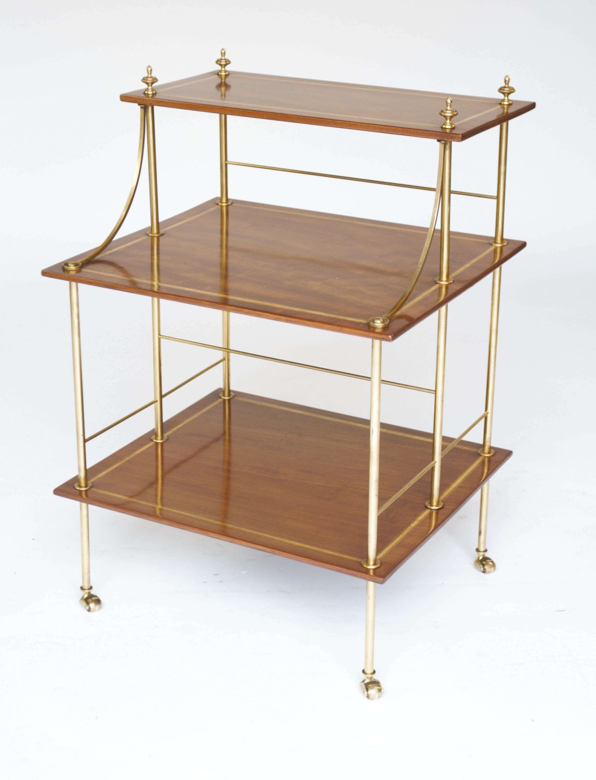 Edwardian Brass & Mahogany Inlaid 3 Tier Etagere