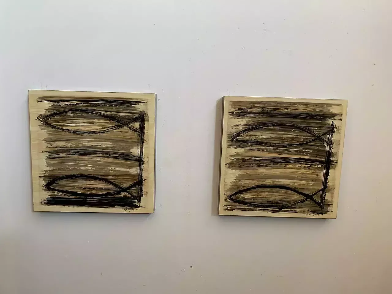 Pair Of Lacquered And Painted Box Wood Panels, 2009 photo for sale