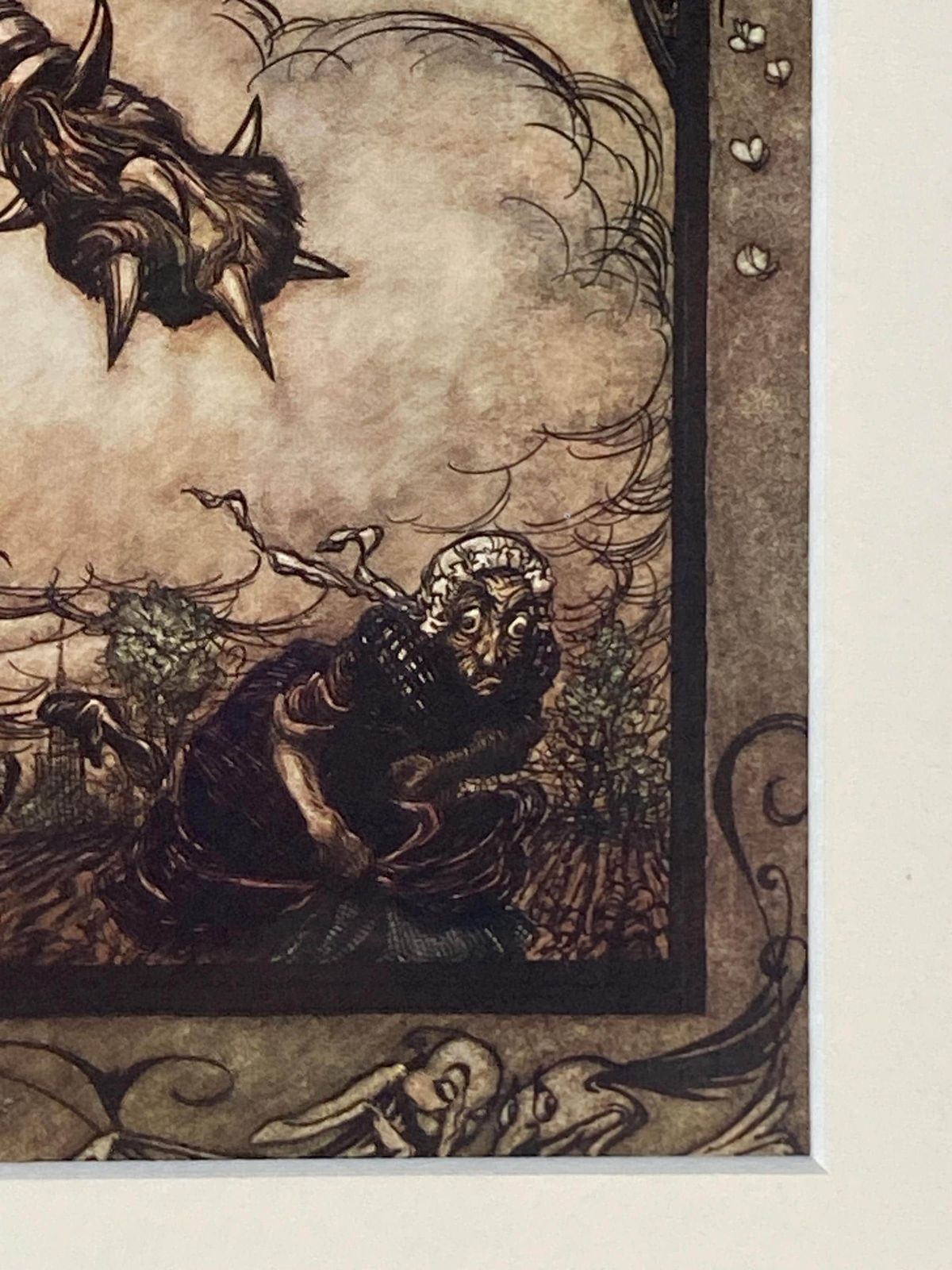 Antique 1913 Arthur Rackham Print   Jack And The Beanstalk   Vintage Fairy Tale Illustration   Rare Collectible Art photo 59.0