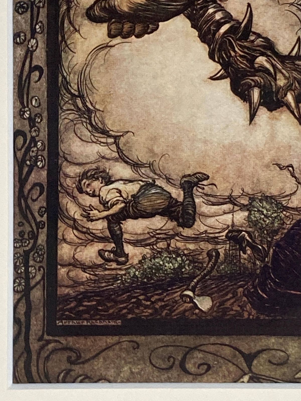 Antique 1913 Arthur Rackham Print   Jack And The Beanstalk   Vintage Fairy Tale Illustration   Rare Collectible Art photo vinterior