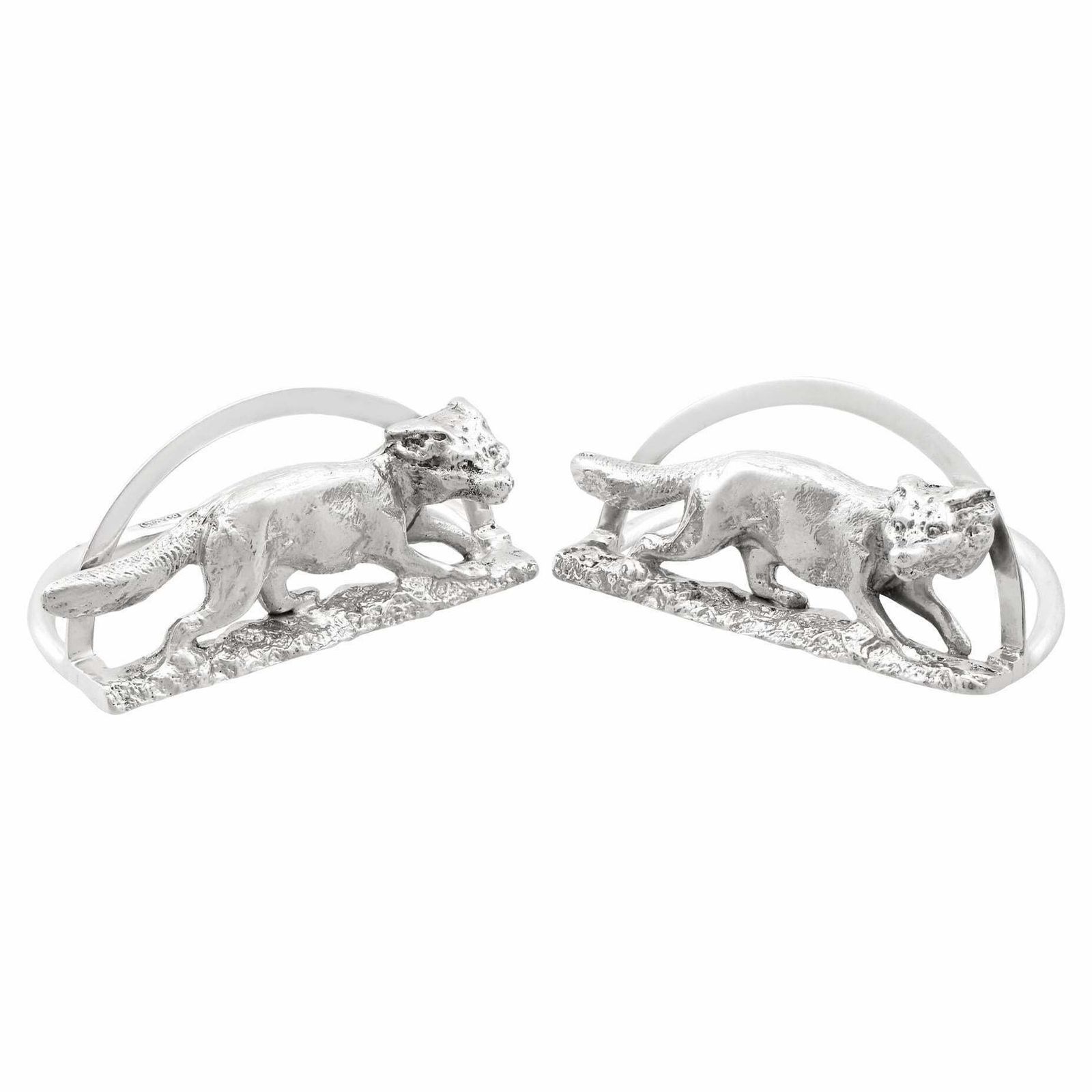 Antique Sterling Silver Fox Card / Menu Holders