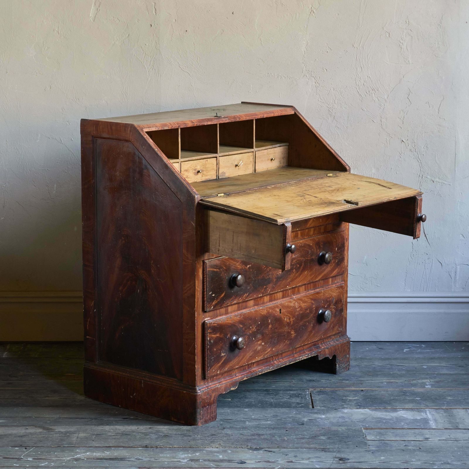 Faux Mahogany Bureau, 1800s, Antique photo Furniture
