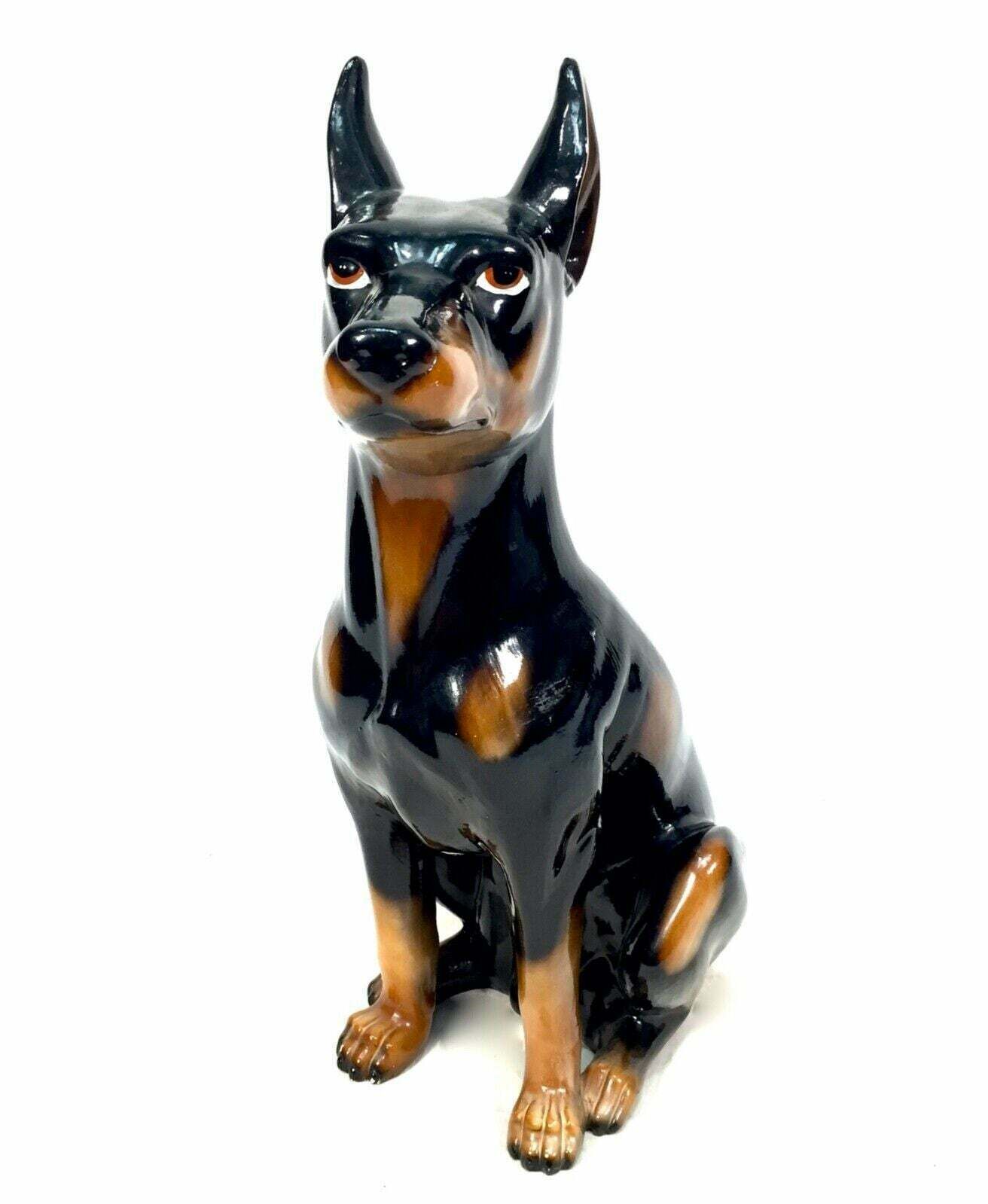 Vintage Mid Century Tabletop Ceramic Doberman Dog Statue / Sculpture / Antique photo for sale