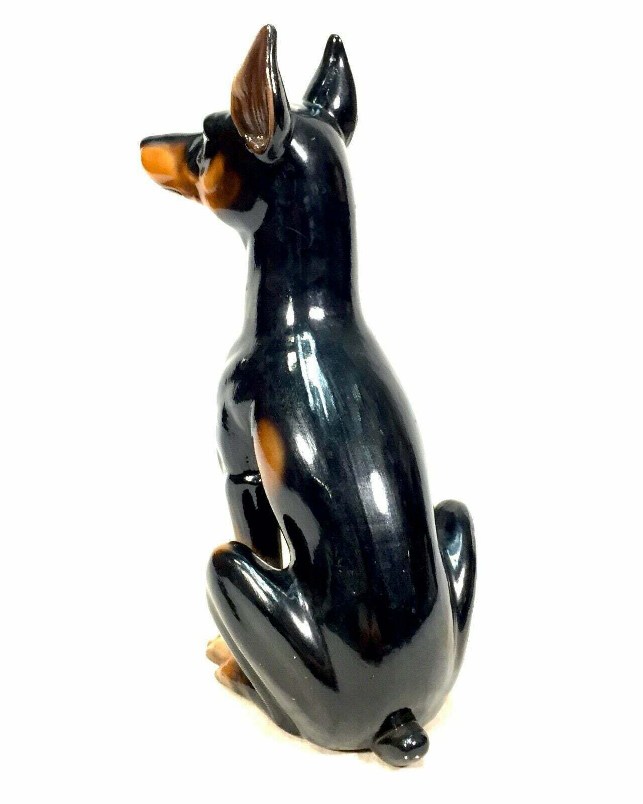 Vintage Mid Century Tabletop Ceramic Doberman Dog Statue / Sculpture / Antique photo vintage