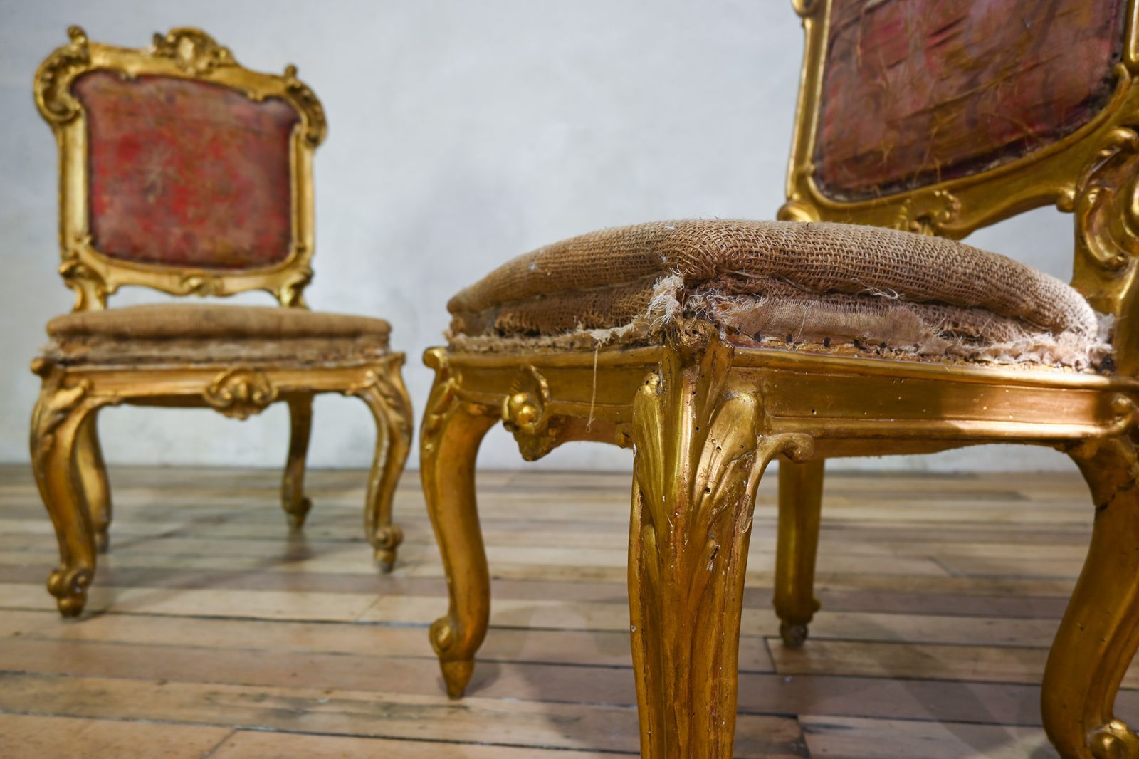 Furniture A Pair Of 18th Century North Italian Giltwood Side Chairs photo