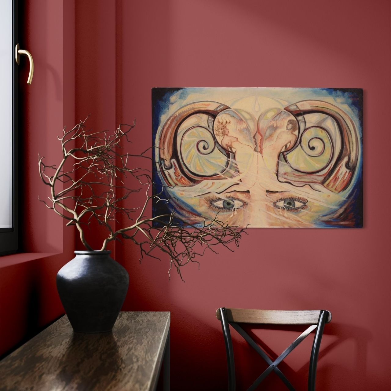 Surrealist Painting Signed Alain Cadoret And Dated 1975 photo buy