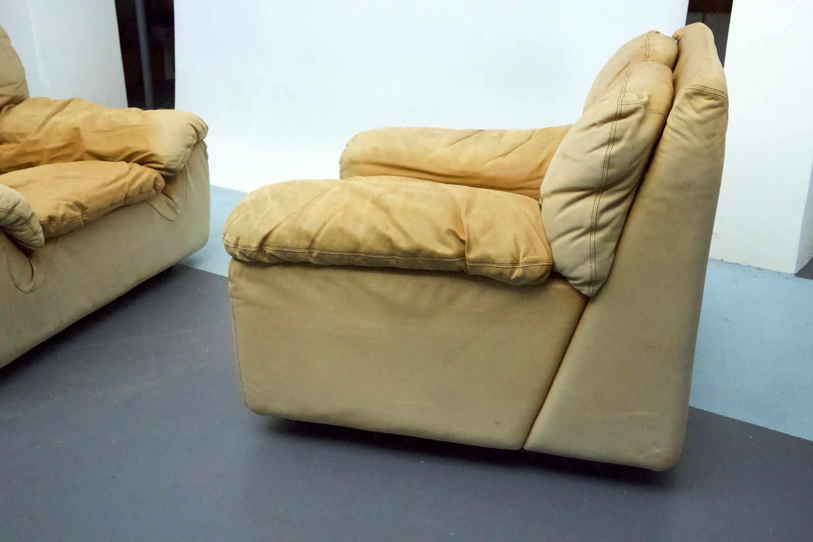 Vintage Pair Of Leather Armchairs By Ammannati And Vitelli For Brunati, Italy 1970s. photo 2470.0