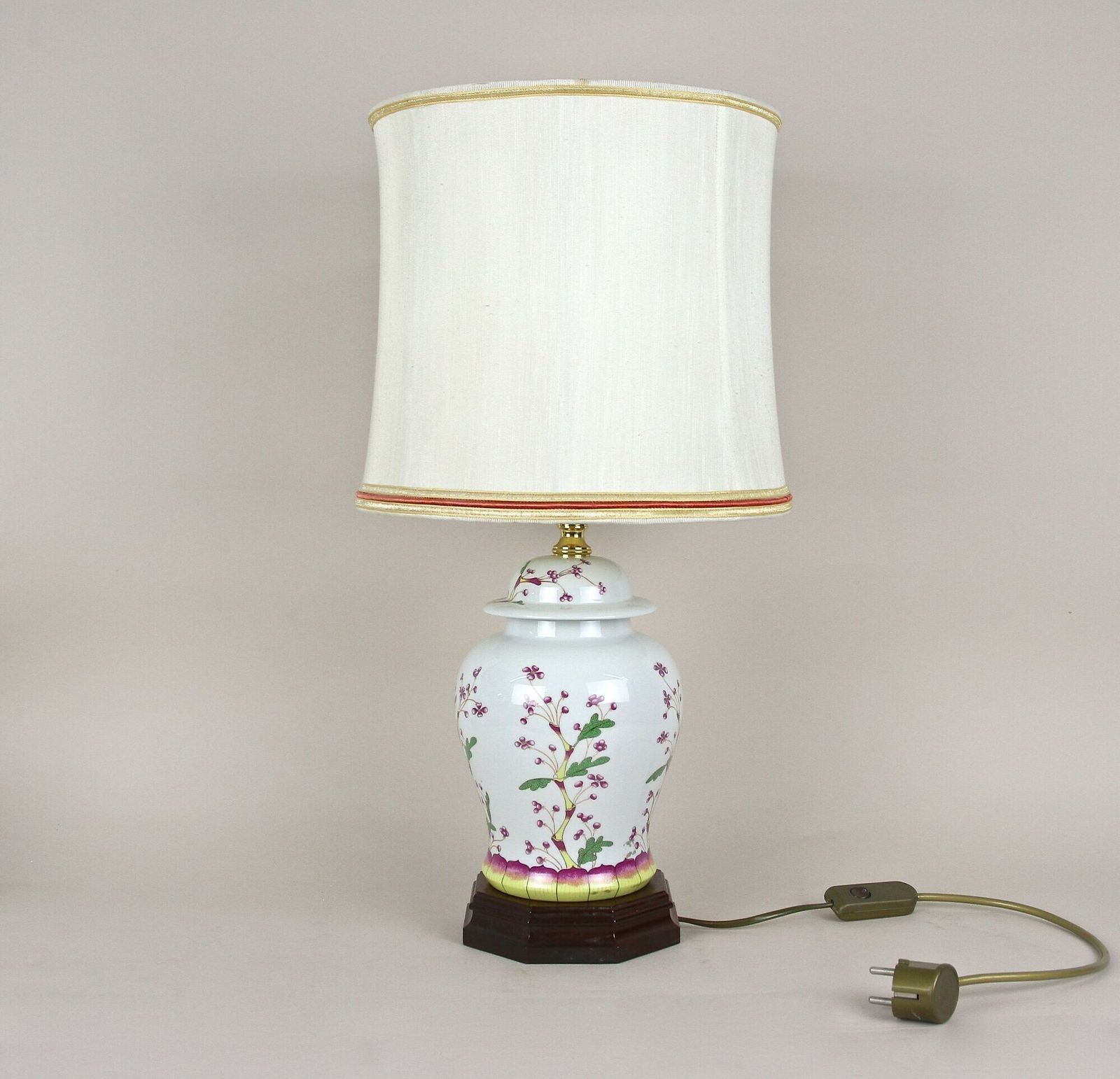 Pair Of 20th Century Ceramic Table Lamps With Lampshades, Italy Ca. 1970s photo Lighting