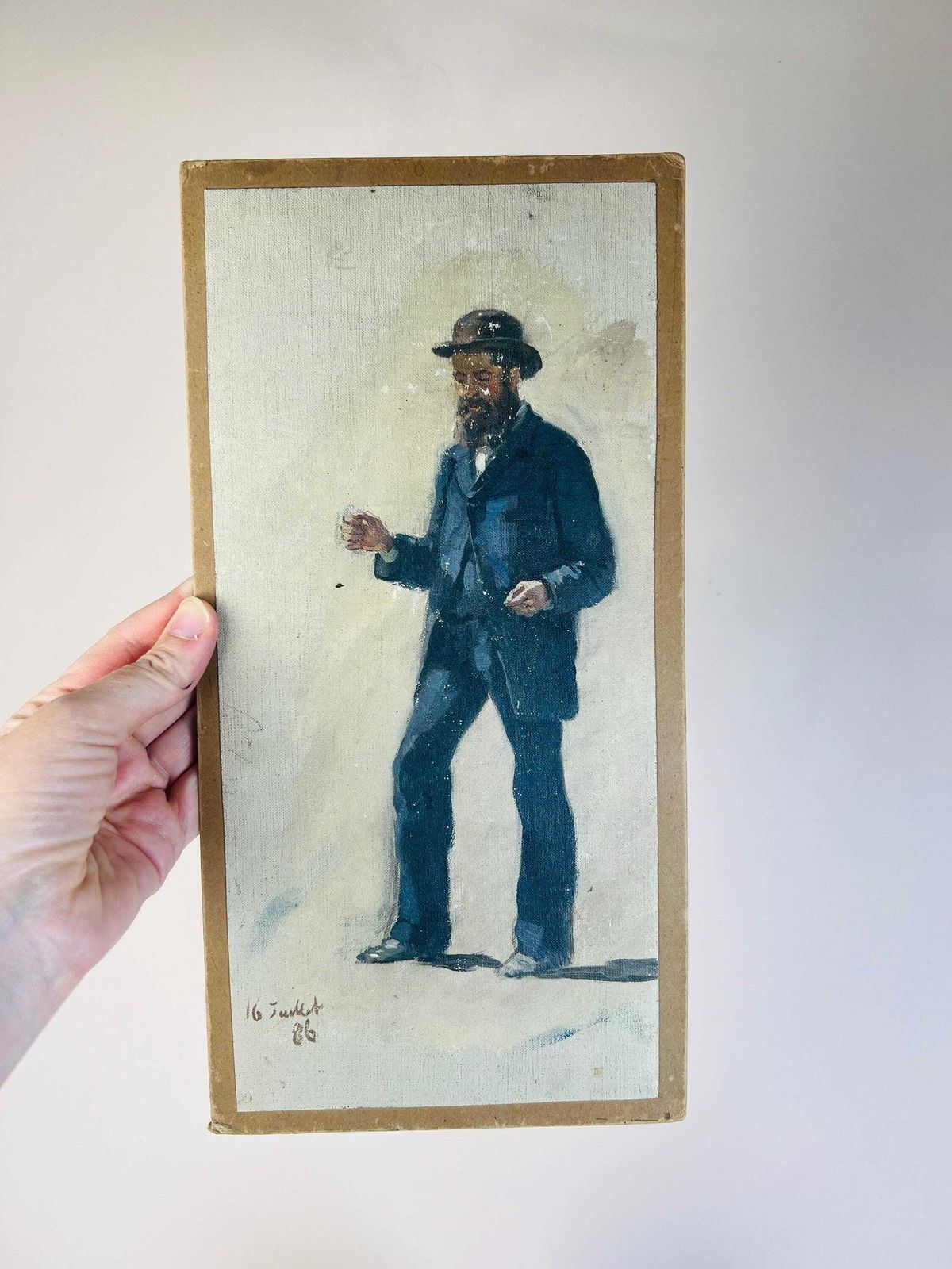 Antique Oil Painting On Canvas Gentleman Portrait In Black Suit Attributed To J. Hebert, 1886 photo buy