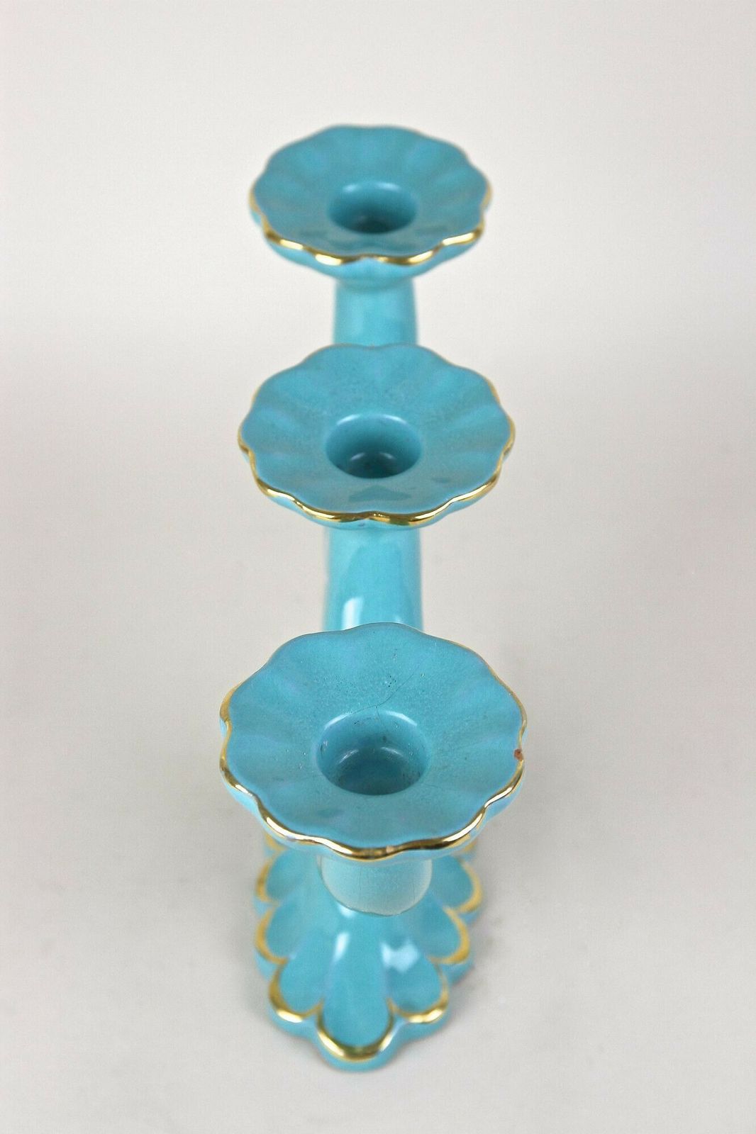 photo furniture 20th Century Turquoise Art Deco Ceramic Candleholder, Marked   At Ca. 1930