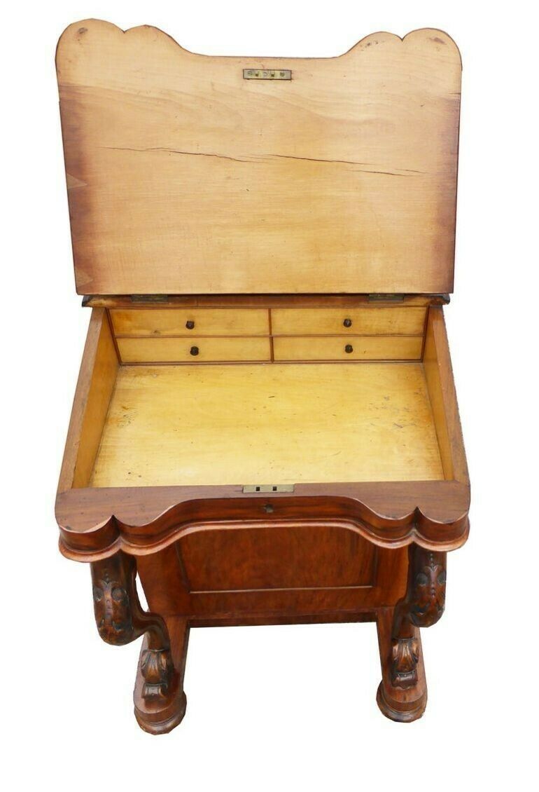 19th Century English Victorian Burr Walnut Davenport Writing Desk photo for sale