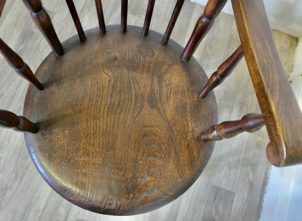 19th Century Windsor Country Penny Seat Carver Chair photo vinterior