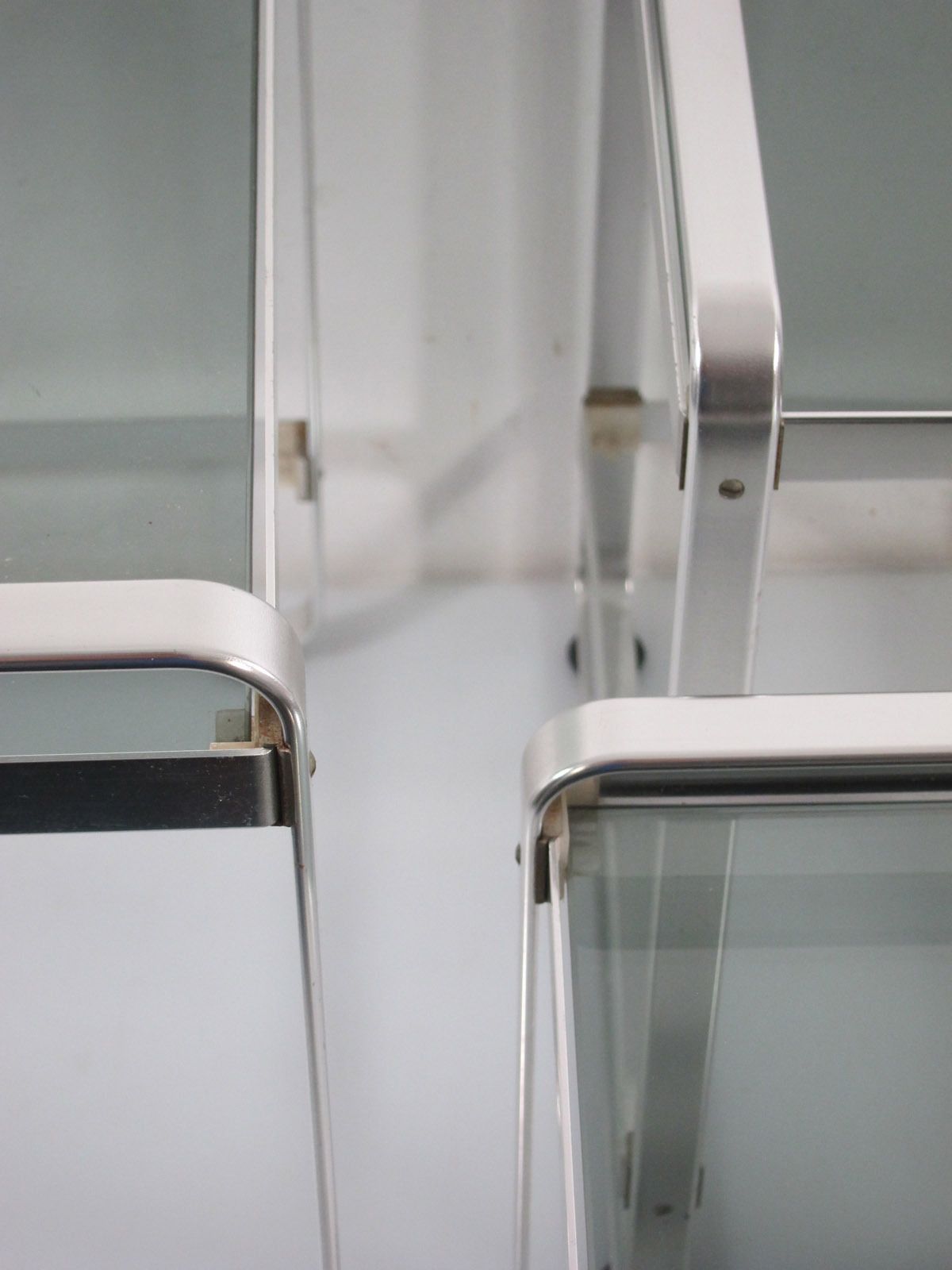 Set Of 3 Seventies Aluminium Minimal Design Glass Nesting Tables photo buy