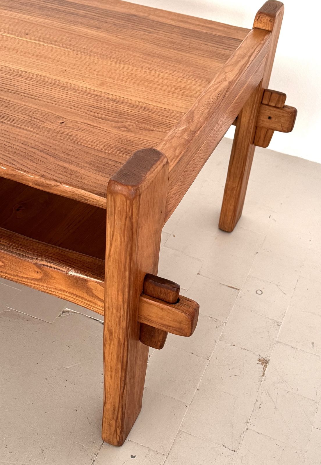 Italian Country Living Room Set In Solid Oak With New Bouclé Upholstery, 1970s, Set Of 5 Pcs. photo 2200.0
