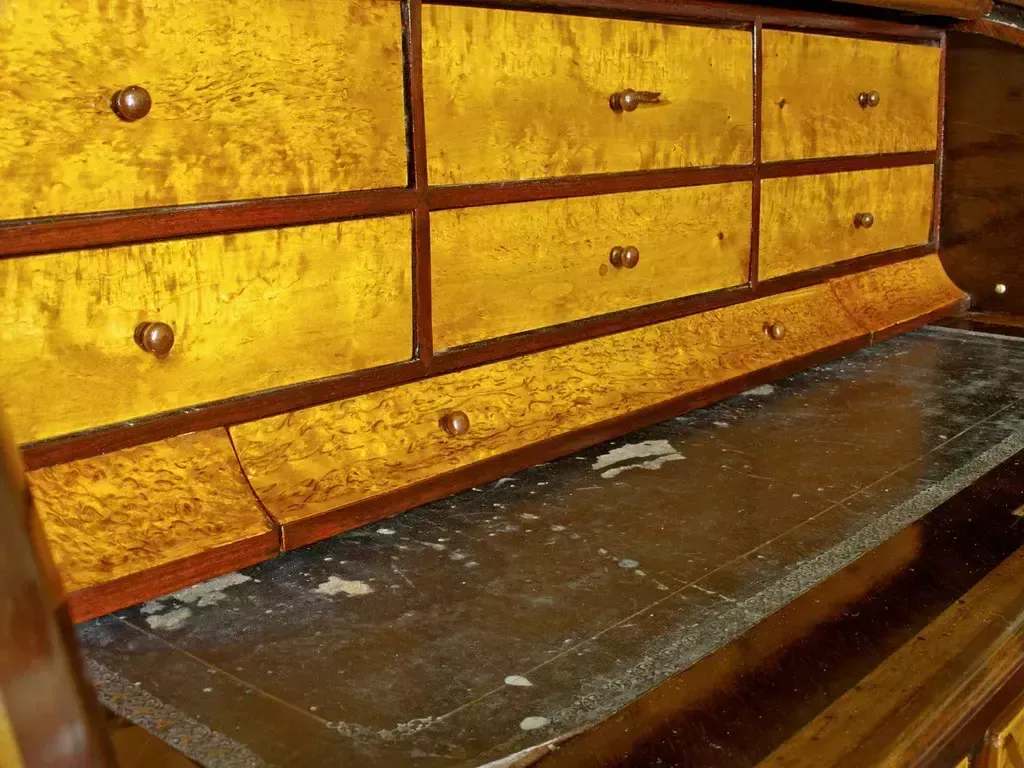 photo furniture Karelian Birch, Amaranth, Marquetry, Guilded Bronz Secretarie