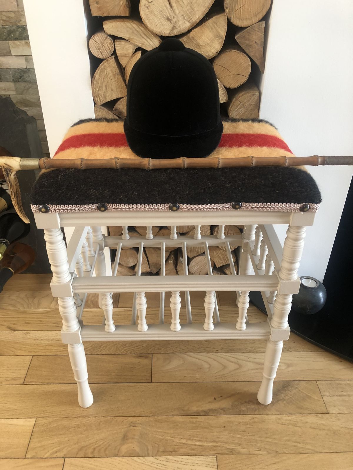 Beautifully Renovated Newmarket Wool Seated Piano Stool / Hallway / Statement Piece photo 165.0