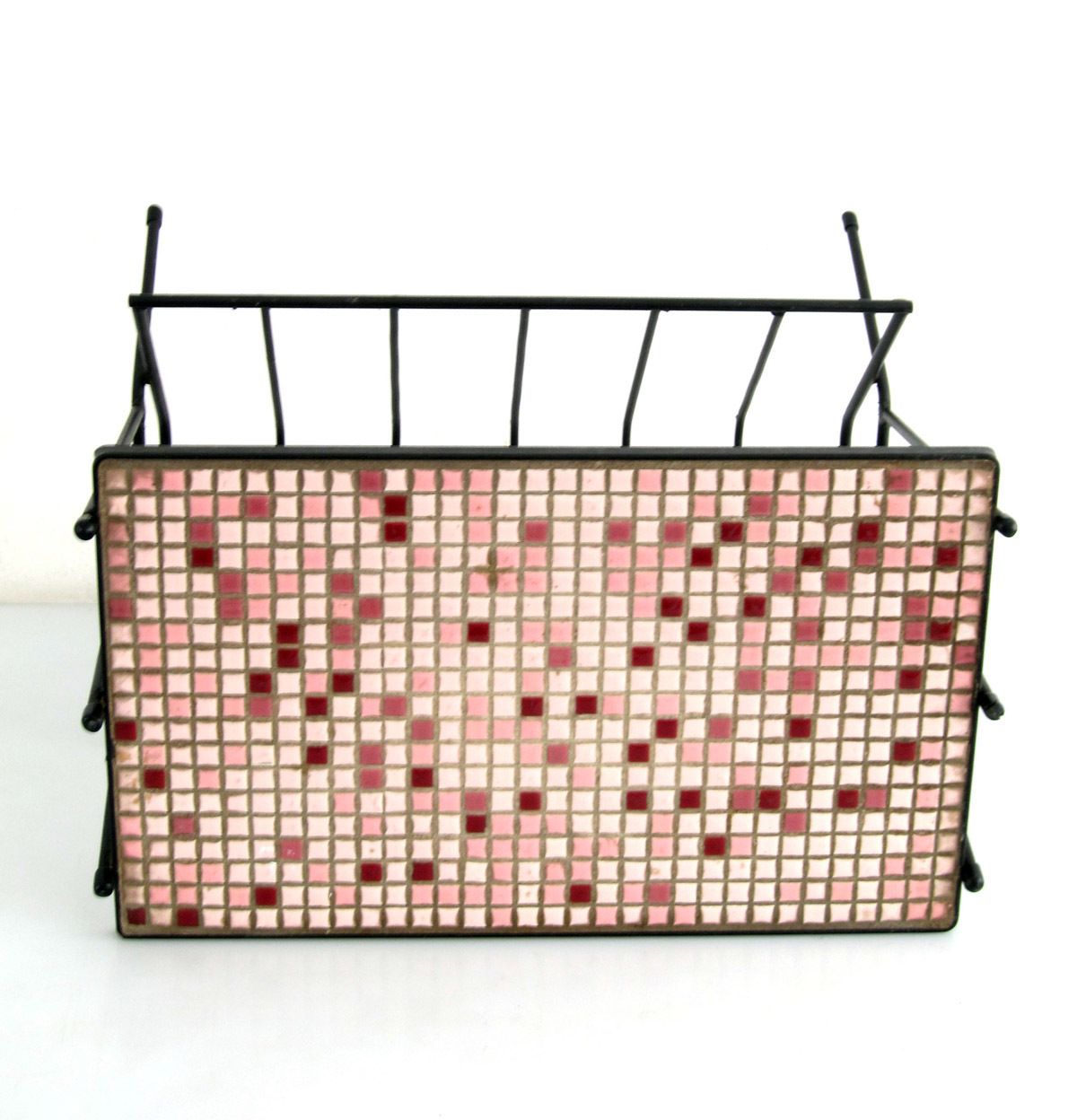 Sixties Vintage Mid Century Mosaic Table Magazine Holder photo vinterior