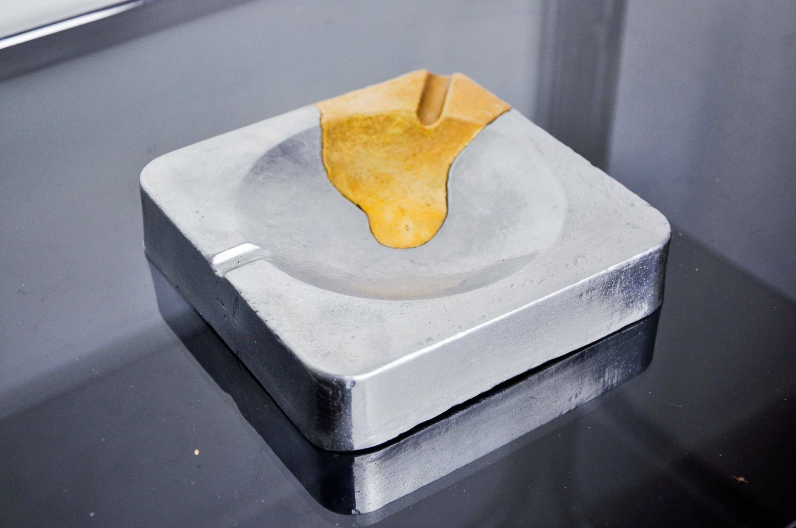 Brutalist Ashtray By Art3, Brass And Aluminum, Spain, 1970 photo 487.0