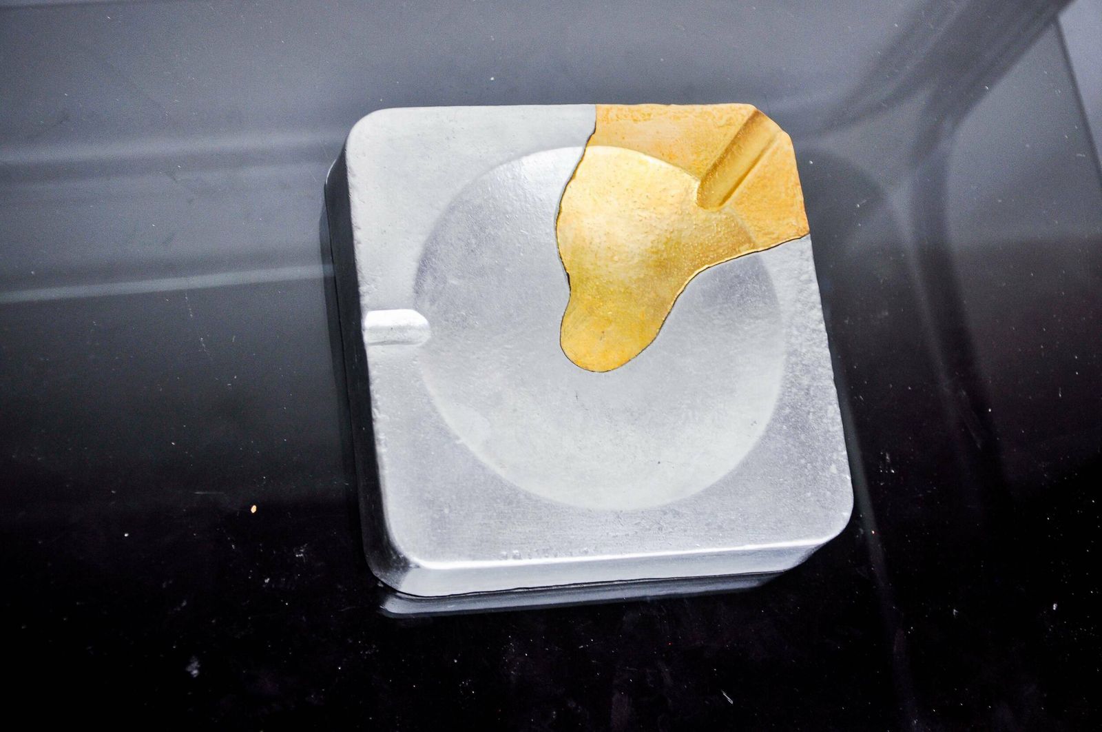 Brutalist Ashtray By Art3, Brass And Aluminum, Spain, 1970 photo vinterior