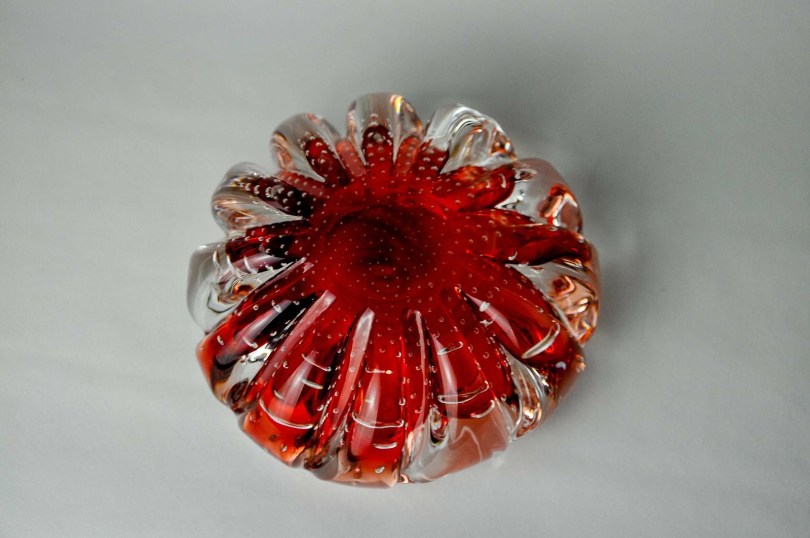 Sommerso Bubbles Pocket By Flavio Poli For Seguso, Red Murano Glass, Italy, 1970 photo buy