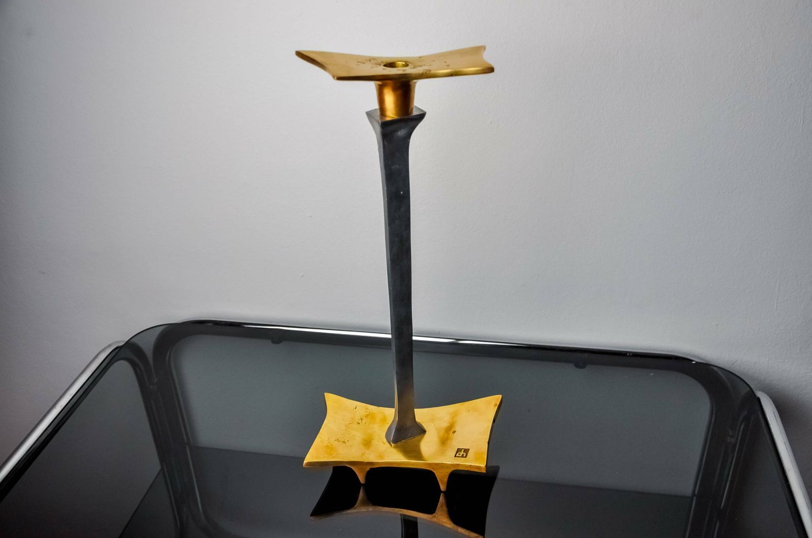 Brutalist Candlestick By David Marshall, Bronze And Aluminum, Spain, 1970 photo furniture