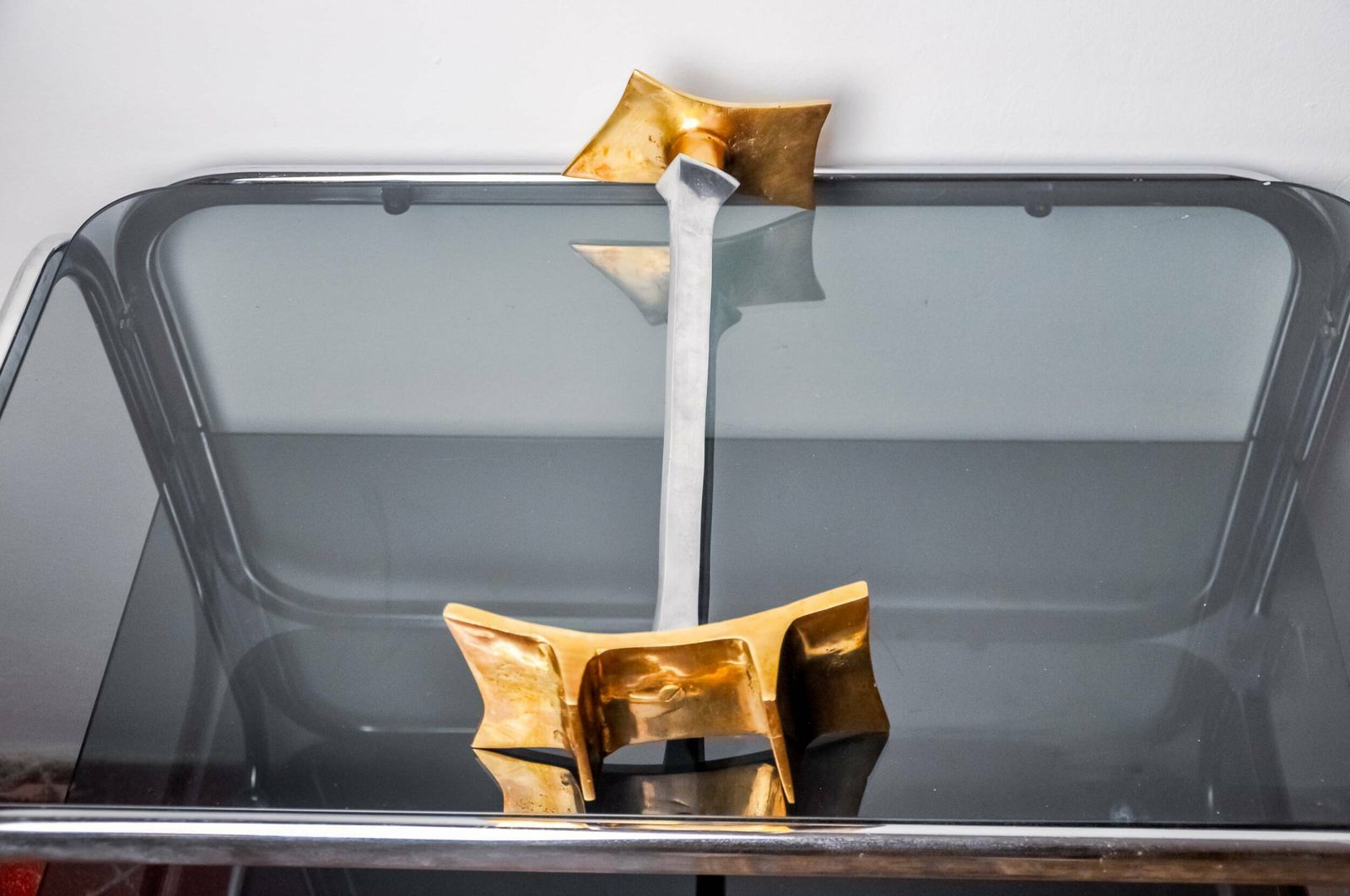 photo furniture Brutalist Candlestick By David Marshall, Bronze And Aluminum, Spain, 1970